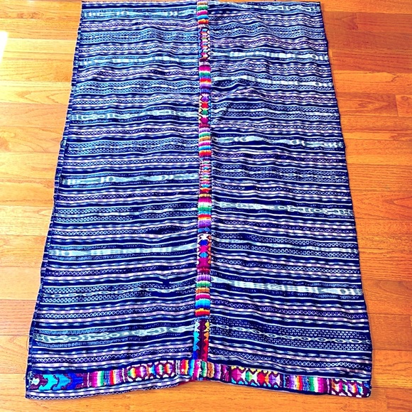 Vintage Guatemalan Woven Embroidered IkatTextile Multicolor Infinity Loop